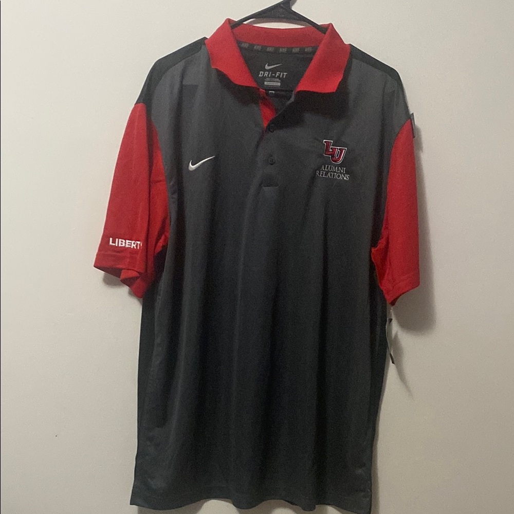 Nike Gray and Red Performance Polo Shirt